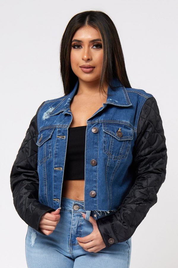 Quilted Nylon Sleeve Denim Jacket - Image 6