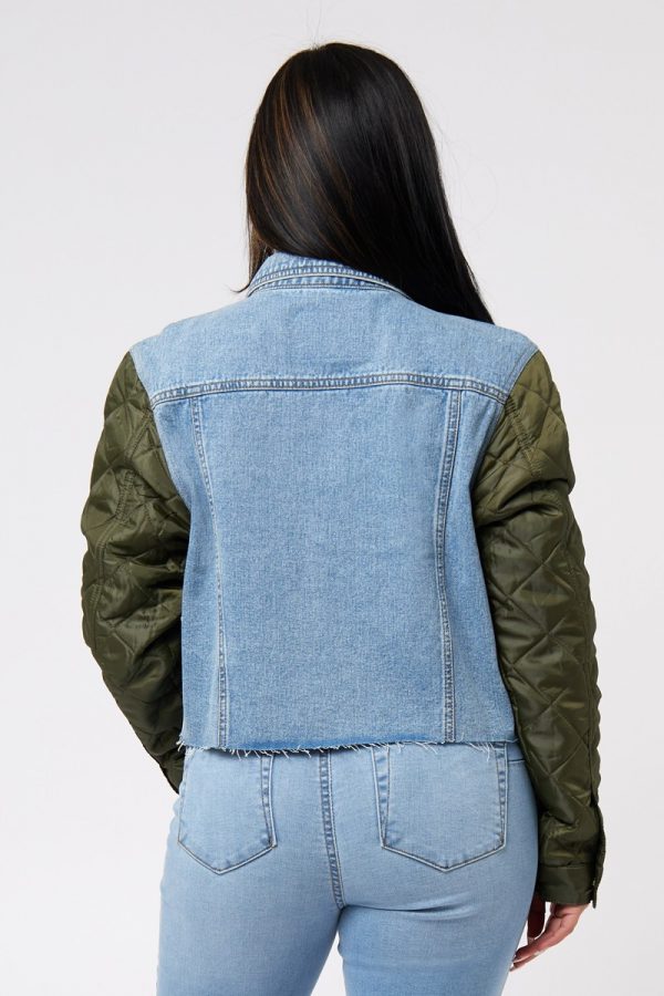 Quilted Nylon Sleeve Denim Jacket - Image 2