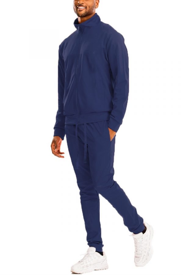 Full Zip Up Solid Track Jacket Set - Image 8