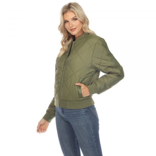 Women's Diamond Quilted Puffer Bomber - Image 2