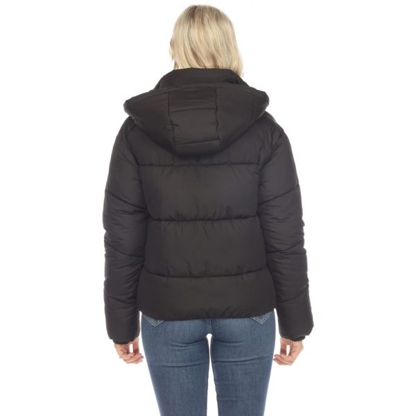 Women's Full Front Zip Hooded Bomber Puffer Jacket - Image 2