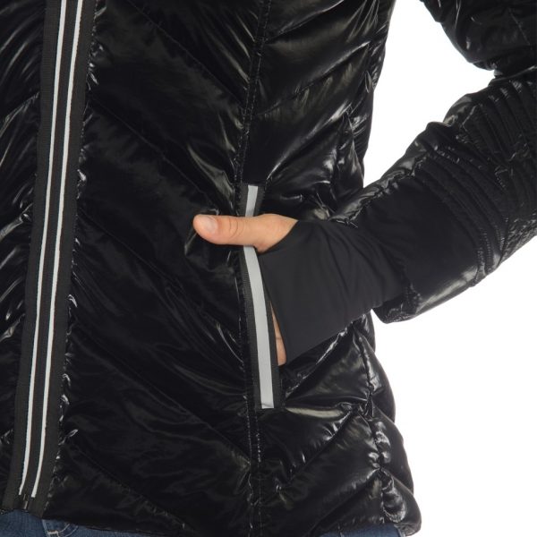 Hooded Quilted Contrast With Thumbholes Jacket - Image 6