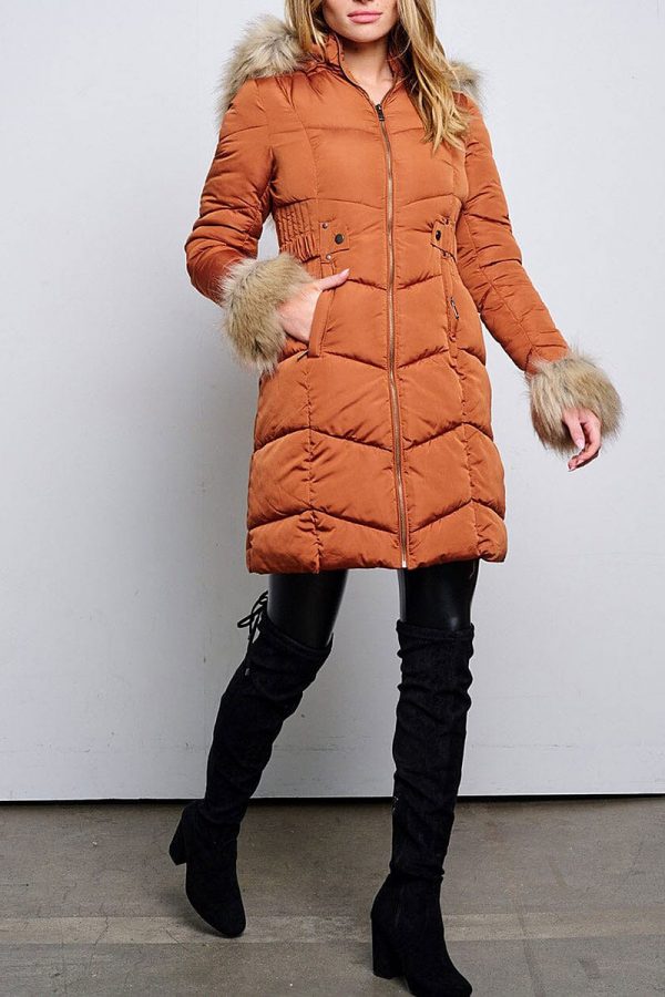 ZIP UP REMOVABLE SHERPA HOODIE PUFFER JACKET - Image 5