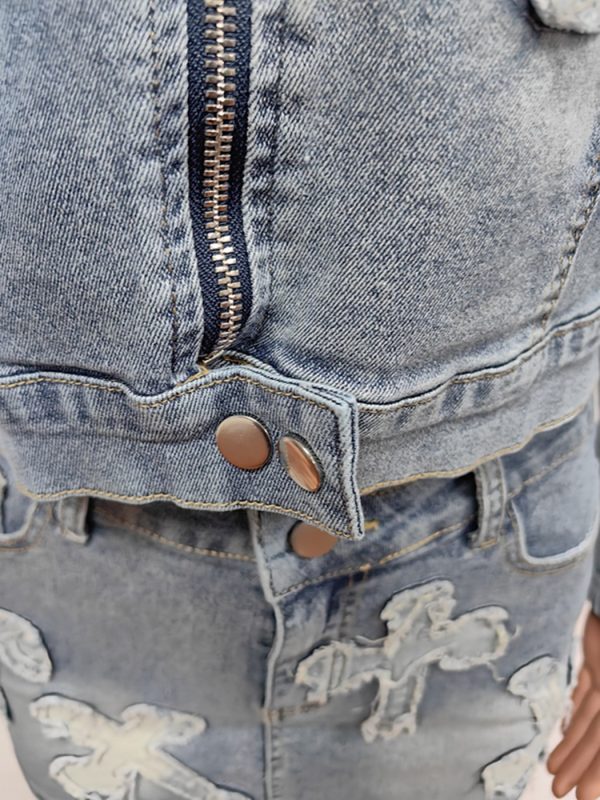 Denim Skirt Jacket Set - Image 5