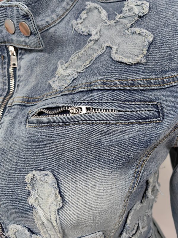 Denim Skirt Jacket Set - Image 4