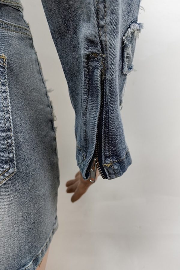 Denim Skirt Jacket Set - Image 3